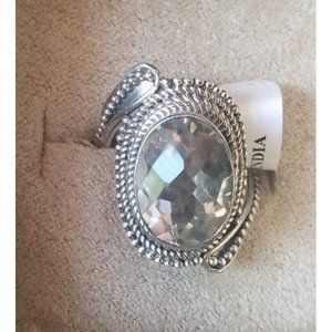 Sterling Silver 6CT Prasiolite OVAL shaped ring Sz 6 NWT